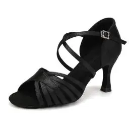 Produktbild: Uonpie Damen Latein Tanzschuhe Standard Salsa Ballsaal Satin Tanz Sandalen Wildledersohle Tanzschuhe Damen, 36 EU