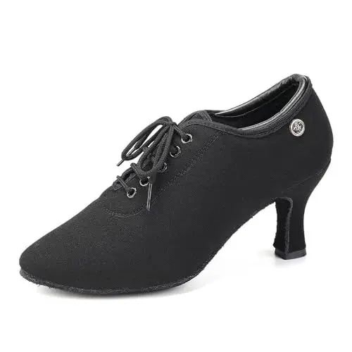 Produktbild: Uonpie Praxis Tanzschuhe für Frauen Ballroom Damen Tanzschuhe Schwarz 5 cm Absatz,37EU
