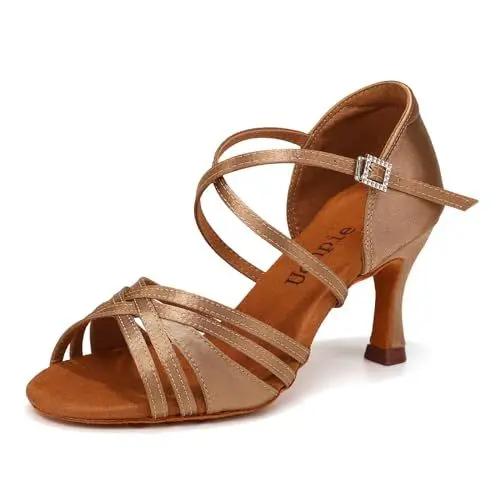 Produktbild: Uonpie Standard Tanzschuhe Damen Latein 7.5cm Bachata Tango Tanzschuhe Salsa Ballsaal,Beige,38EU