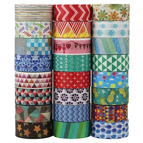 Produktbild: UOOOM 24 Rollen Washi Tape Set Masking Tape Deko Klebeband bunte Klebebänder DIY Scrapbooking Dekoration (Design 9039)