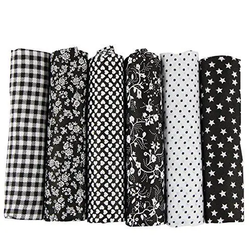 Produktbild: 6 Stueck 50 x 50cm Stoffpakete Patchwork Stoffe Baumwolle Tuch DIY Handgefertigte Nähen Quilten Stoff Baumwollgewebe Verschiedene Designs (Schwarz)