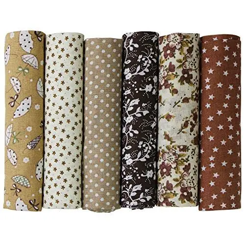 Produktbild: UOOOM 6 Stueck 50 x 50cm Stoffpakete Patchwork Stoffe Baumwolle tuch DIY Handgefertigte Nähen Quilten Stoff Baumwollgewebe Verschiedene Designs (Braun)