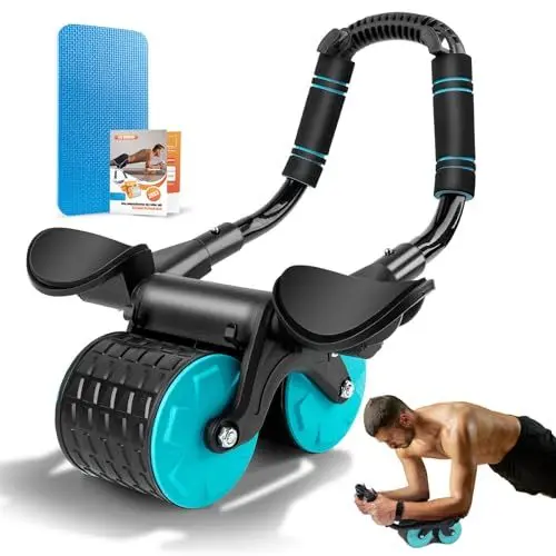 Produktbild: Rouleau abdominal à rebond automatique, roue abdominale New Wheels Roller Domestic pour abdominaux, roue abdominale pour entraînement des muscles abdominaux avec doubles roues