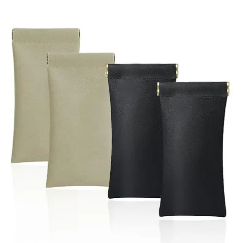 Produktbild: UOSIWYA Brillenetui Weich, 4 Stück PU Leder Sonnenbrillen Brillen Etui Tragbar Brillenbeutel Brillentasche Flach Schutzhülle Brillenhülle für Brillenetuis Herren Damen