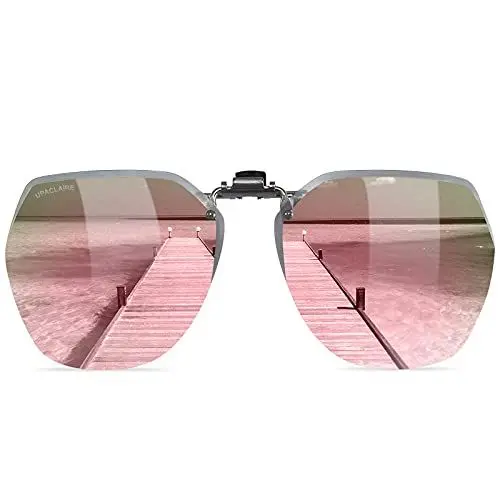 Produktbild: UpaClaire Clip-On Flip-Up Sonnenbrille polarisiert UV400 Brille über Brillen für Männer und Frauen Pink