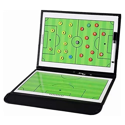 Produktbild: UPALDHOU Magnetisches Fußball-Coaching-Board, Starkes Magnetismus-Fußball-Coaching-Board, 2-in-1 Faltbares Strategie-Klemmbrett für das Unterrichtstraining mit Markierungsstift, Zahlenkarte