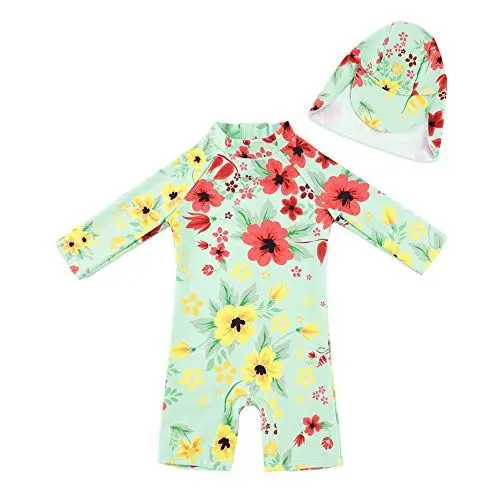 Produktbild: upandfast Langärmliger Surfanzug mit Sonnenschutz für Babys Mädchen(Hellgrün,18-24 Monate)