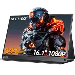 Produktbild: UPERFECT 144Hz Portable Monitor 16.1 Zoll Tragbarer Monitor, 1080 FHD Gaming Monitor, 100% sRGB IPS Bildschirm Monitor mit Mini HDMI/Typ-C, Externer Monitor für Laptop/Mac/Phone/PS4/PS5/Switch