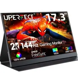 Produktbild: UPERFECT Portable Monitor 17.3 Zoll 144Hz, 2K Tragbarer Monitor, 100% sRGB IPS Externer Mobiler Bildschirm mit HDMI/Typ-C/USB-C, Gaming Monitor ür Laptop/PC/Mac/PS4/5, VESA-Kompatibel