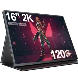 Produktbild: UPERFECT Portable Monitor 2K 120Hz 16 Zoll Tragbarer Monitor mit 2560 * 1600 1200:1 Kontrast 400 Nits IPS Bildschirm Mini HDMI USB C für PC Laptop Xbo Switch, VESA-kompatibel