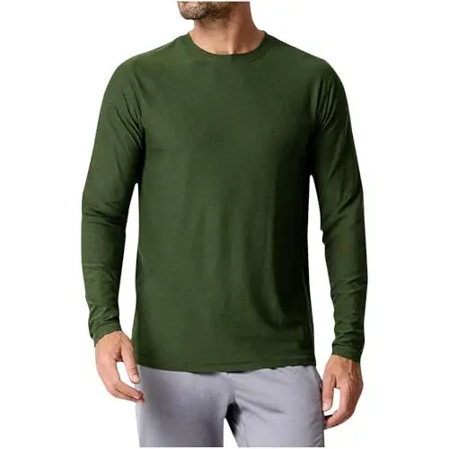 Produktbild: UPF 50+ Sommer UV Shirt Langarm Herren Tshirt Sonnenschutz UV-Schutz Langarmshirt Atmungsaktive Schnelltrocknend Rashguard Freizeit Schutzkleidung Wandershirt Deal 01 Armeegrün L
