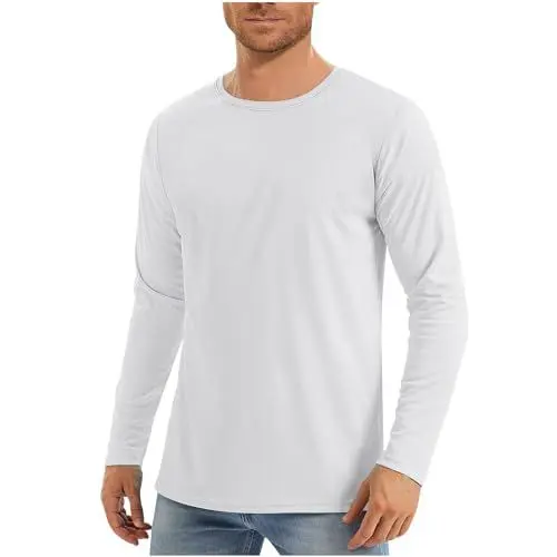 Produktbild: UPF 50+ Sommer UV Shirt Langarm Herren Tshirt Sonnenschutz UV-Schutz Langarmshirt Atmungsaktive Schnelltrocknend Rashguard Freizeit Schutzkleidung Wandershirt Prime 02 Weiß M