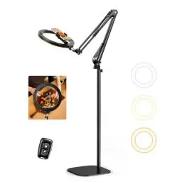 Produktbild: Upgrade Ringlicht Ringleuchte mit Stativ Overhead, Evershop 10” Overhead Handy Stativ mit LED Ringlicht Flexibel Lichtring Ring Light mit Fernbedienung Blitzgeräte für Tiktok YouTube Content Creator