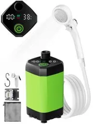 Produktbild: Upgrade Tragbare Campingdusche, Camping Dusche mit Wiederaufladbarem 6000mAh Akku und Temperaturanzeige, Mobile Duschen Set mit Duschkopf und Schlauch für Wandern, Camping, Reisen, Strand, Haustier