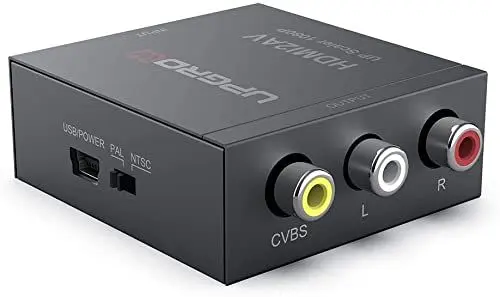 Produktbild: Upgrow HDMI-auf-Cinch-Konverter, 1080 p HDMI auf AV- Cinch-CVBs Composite-Video-Audio-Adapter, unterstützt PAL/NTSC für TV Stick, Roku, Chromecast, Apple TV, PC, Laptop, Xbox, HDTV, DVD