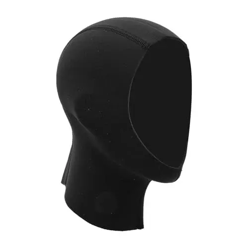 Produktbild: UPHIGHER 3 mm Schwarze Neopren-Neoprenanzug-Kapuze, Thermokopf-Gehörschutz, sonnenfest, atmungsaktiv, Tauchhaube zum Schnorcheln, Schwimmen, Tauchen und Surfen (S/M)