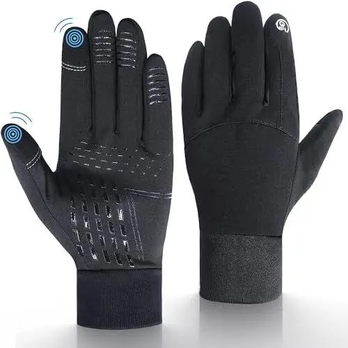 Produktbild: UPhitnis Dicke Fahrradhandschuhe Herren Winter - Extrem Warm Winterhandschuhe für Mann Damen Touchscreen & Anti-Rutsch & Winddicht - Verdickte Fahrrad Handschuhe für Radfahren Wandern,Schwarz/M