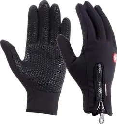 Produktbild: UPhitnis Freizeit Fahrradhandschuhe Herren Winter - Touchscreen Fahrrad Handschuhe Damen mit Dünne Gefüttert - Winterhandschuhe für Männer Frau Wasserdicht & Winddichte (Dunkelschwarz, XL)