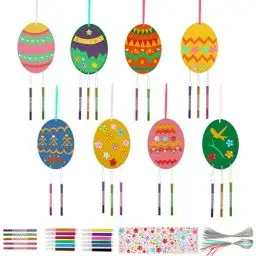 Produktbild: UPINS Ostern Windspiel Bastelset, 16 Stück DIY Windspiel Set aus Holz, Frühling Windspiel Dekoration zum Aufhängen im Zimmer, im Innenhof und an Bäumen