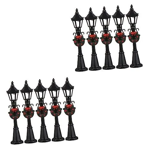 Produktbild: UPKOCH 2 Sets Miniatur Puppenhaus Mini Schwarze Straßenlaterne Modell Kunststoff Licht Spielzeug Modell Für Kinder Outdoor Szene 5 Stück * 2