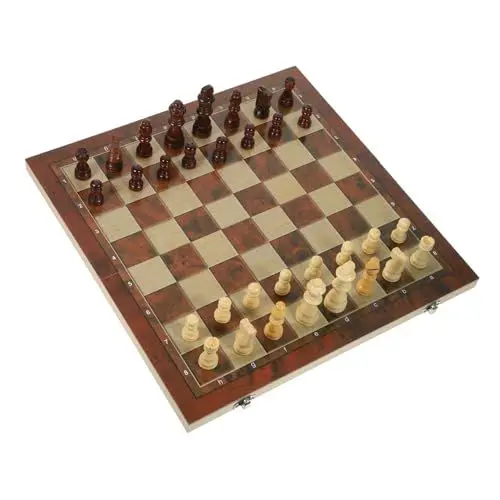 Produktbild: UPKOCH 1 Satz DREI in einem Schach Spiel Schachbretter Kinder-Kits Kinderschach Dame Schachbrett Kinder Schachbrett für Kinder Multifunktions-Schach Backgammon aus Holz Faltschach hölzern