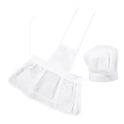 Produktbild: UPKOCH Kochmütze Und Schürze Für Kinder – 1 Set Weiß Gestreifte Küchen-backschürze Mit Kochkopfbedeckung Rollenspiel Für Jungen Und Mädchen