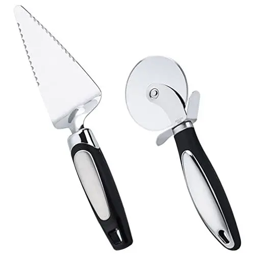 Produktbild: UPKOCH 1 Satz Pizzamesserkombination Tortenmesser Pizzaspatel Pizzaschaufel Pizzaspaten Spachtel Schaufel Aus Edelstahl Pizzarad Metall Pizzaschneider-server Kuchenstand Rostfreier Stahl