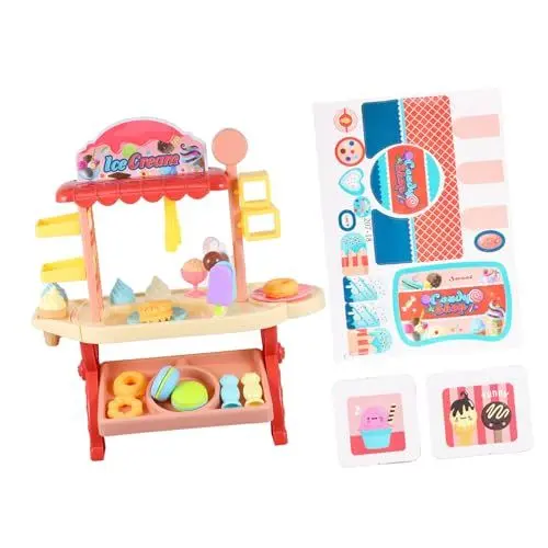 Produktbild: UPKOCH 1 Satz Trolley-Spielzeug EIS Rollenspiel Lernspielzeug Für Kinder Hausrequisiten Spielen Spielzeug Für 3-jährige Mädchen Kinder Schubkarre Cosplay Rot Plastik Kleinkind Speisewagen