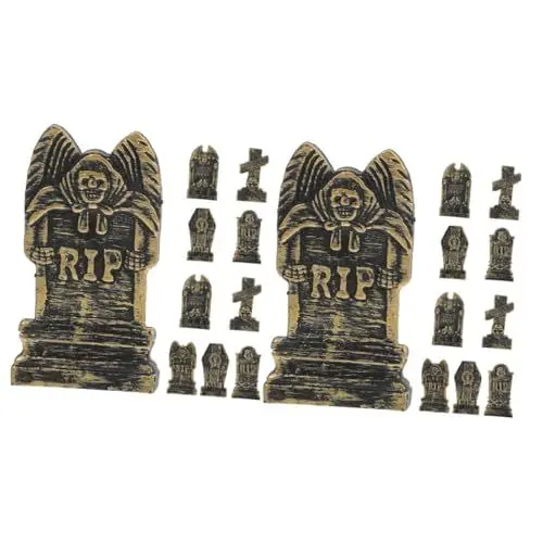 Produktbild: UPKOCH 2 Sets Halloween-grabstein-Requisiten Friedhofsdekoration Halloween-Verzierungen Halloween-Dekorationen Plastik-grabstein-Ornamente 10 Stück * 2