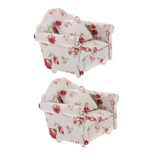 Produktbild: UPKOCH Miniatur-einzelsofa Aus Holz Für Puppenhaus 2 Stück Mini-haussofas Dekorative Mini-möbelschmuck