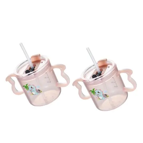 Produktbild: UPKOCH Babybecher mit Strohhalm 2er-pack Trainingsbecher für Kleinkinder Silikonmaterial Auslaufsicher für Jungen und Mädchen