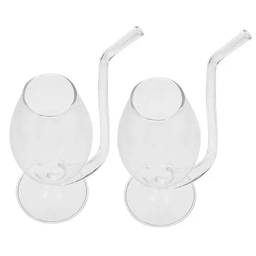Produktbild: UPKOCH Whisky-weinbecher-set 2 Stück Glasröhre Mit Hohem Bogen Und Strohhalm Für Einfaches Trinken