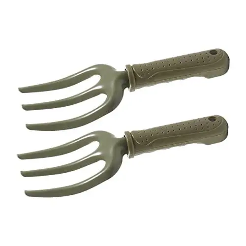 Produktbild: UPKOCH 2stücke Gartengerät Unkrautgabel Handgabel Gartengabel Pflanzgabel Aus Hochwertigem Eisen Und Pe-material Für Garten Und Bauernhof Mit Komfortablem Holzgriff Für Feste