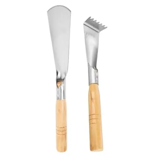 Produktbild: UPKOCH 2-teiliges Garten-handwerkzeug Aus Edelstahl, Kleines Kellen- Und Rechen-Set Mit Holzgriff Zum Umpflanzen, Jäten Und Gemüsepflanzen