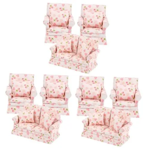 Produktbild: UPKOCH 3 Sätze Puppenstubensofa Puppenhaus-Minimöbel-Sofa Puppenhaus Miniatur Einzelsofa Couch sesselschoner Puppenhaus aus Holz Puppenhaus Miniaturmöbel Mini-Möbel für Puppenhaus Liebe