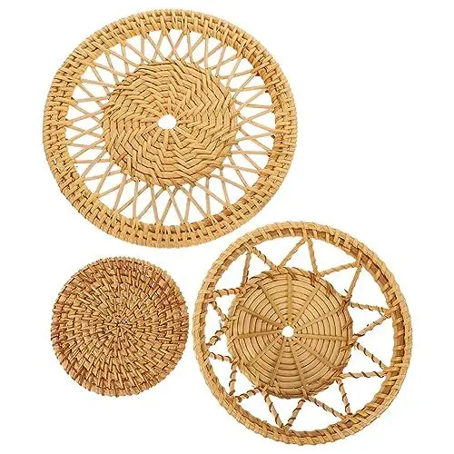 Produktbild: UPKOCH 3 Stück Geflochtene Wandkörbe Im Boho-Stil Zum Aufhängen Seegraskörbe Rustikale Weidenkörbe Wanddekoration Für Wohnzimmer Schlafzimmer