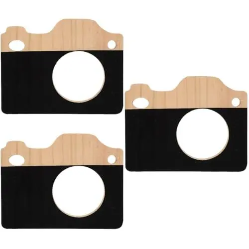 Produktbild: UPKOCH 3 Stück Holzkamera Miniture Dekoration Kinder Schreibtisch Zubehör Kamera Statue Kinderzimmer Schreibtisch Zubehör Für Kinder Foto Requisiten Schreibtisch Spielzeug