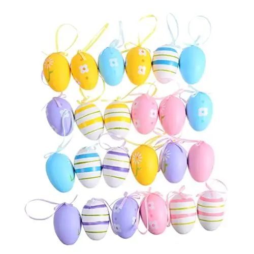 Produktbild: UPKOCH 48st Ostereier Osterbaum Hängende Ornamente Osterparty-Ei Osterei Hängende Verzierung Osterei-Spielzeug Deko-Ei Osterei-anhänger Dekor Ei Künstliches Osterei Kunsthandwerk Plastik