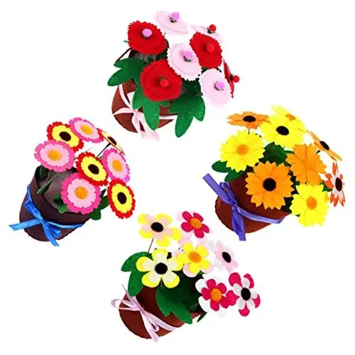 Produktbild: UPKOCH Einfaches Blumentopf-bastelset 4er-pack Ungewebter Stoff Bastelbedarf Für Frühlingsblumensträuße