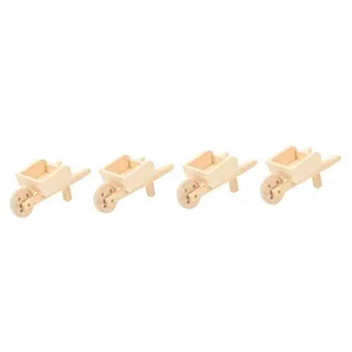 Produktbild: UPKOCH 4 Stück Mini-Wagen Mini-Spielzeug Mini-puppenwagen Mini-cart-schubkarren Winzig Blumentopf in Wagenform Hydrokultur-tonkiesel Mini-blumentöpfe Spielzeugzimmer Miniatur Holz Kind