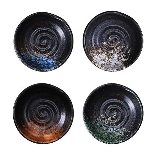 Produktbild: UPKOCH 4pcs Gewürzschalen Keramik japanische dipschälchen japanische Stil Soja Dipping Schalen Kreative Schüssel Retro Servierschalen Mehrzweck Porzellan Beilagenschüssel