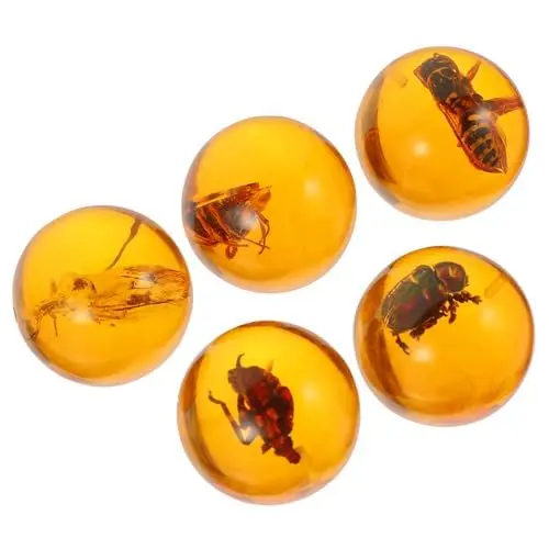 Produktbild: UPKOCH 5St Insekten Bernstein Tiere aus Harz Kristallprobe eine Halskette Halsketten Bernsteinhandwerk aus Harz Kinderspielzeug künstlich Anhänger schmücken Kunsthandwerk