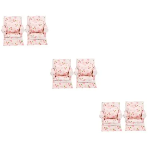 Produktbild: UPKOCH 6 STK Puppenstubensofa Zubehör im Maßstab 1:12 Puppenhaus-Mini-Einzelsofa Dekoration Schlafzimmer Bedroom Decor Möbel Kissencouch Puppenhaus Mini-Einzelsofa mit Miniatur