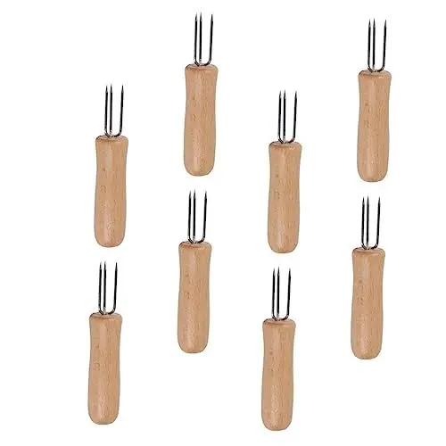 Produktbild: UPKOCH 8stücke Grillspießhalter Aus Edelstahl Maisgriffe Zum Grillen Obstspieße Für Kochen Und Grillen Maishalter Mit Drei Stiften Essensgabeln Zum Aufbewahren Von Speisen