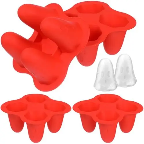 Produktbild: HEMOTON 4 Stück Geister Eiswürfelformen Halloween Eiswürfelschalen Silikon Ice Cubes Mold Tray Geister Eisbereiter Formen Halloween Party Eisformen, Perfekt für Whiskey und Jedes Getränk