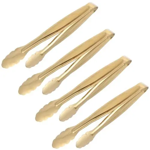 Produktbild: UPKOCH Pfannenwender Metall 4-Tlg Servierzange Kochclip Eiswürfelclip Eiswürfelzange Speisenservierzange Brotclip Edelstahl Eiswürfel Eiszange Goldener Toaster Mini Buffet Zangen Set