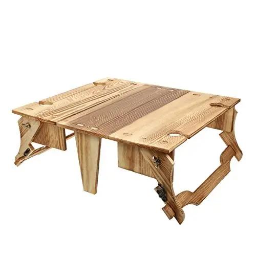 Produktbild: UPKOCH Picknick Holzklapper Picknickkorb Tisch: Tragbarer Wein Picknicktisch 2- In- 1 Picknicktisch - Aufbewahrungskorb Collapsible Beach Camping- Tisch für ?enbereich Klapptisch Picknickkorb