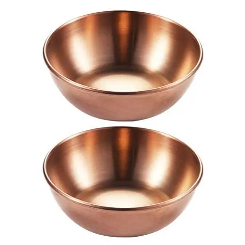 Produktbild: UPKOCH Schale Kupfer 2 Stücke Saucer Teller Mini Untertasse Schüssel Metall Gerichte Sushi Tauchschüssel Vorspeise Plates Home Geschirr (Rose Golden) Rosegold Schale