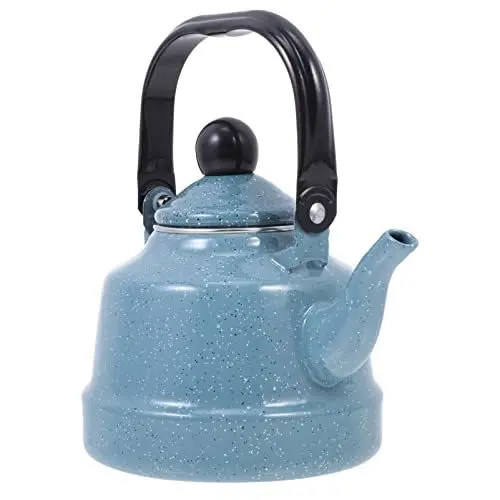 Produktbild: UPKOCH Wasserkocher Aus Emaille Wasserkessel Keine Pfeifenden Kessel Teekessel Aus Porzellanemail Camping-teekessel Kaffee Vom Herd Emaille-teekannen Runder Teekessel Japan Büro Induktion