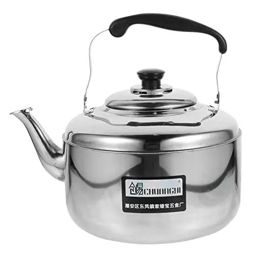 Produktbild: UPKOCH Wasserkocher Edelstahl Holzofen Pfeifteekessel Camping Kochkanne Mit Griff Für Gas Induktionskochfeld 6L Kaminofen Kaminofen Kaminofen Kaminofen Kaminofen Holzofen Induktion